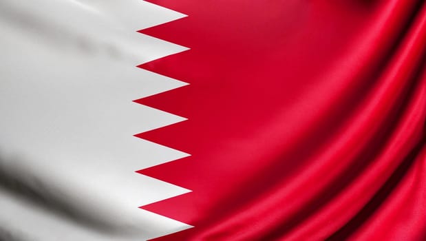Bahrain flag is depicted on a sports cloth fabric with many folds. Sport team banner
