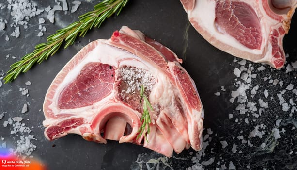 Fresh and raw meat. Leg of lamb on wood background