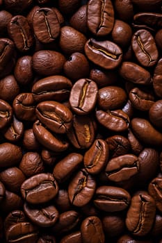 Texture of raw coffee beans close up. High quality photo