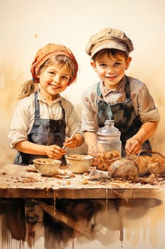 Illustration of children feeding a hamster. High quality illustration