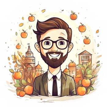 Illustration of a man with a beard of a primary school teacher. High quality illustration