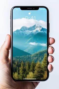 Hand holding a modern smartphone. High quality photo