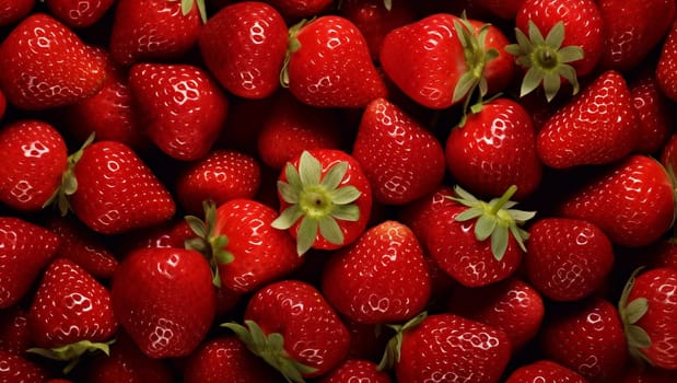 Background of red strawberries. Vegan food, fruit. High quality photo