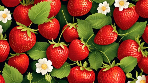 Background of red strawberries. Vegan food, fruit. High quality photo