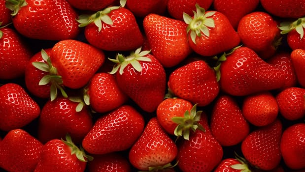 Background of red strawberries. Vegan food, fruit. High quality photo