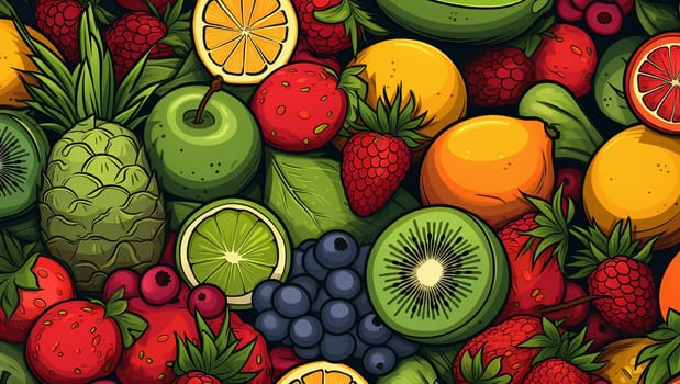 Background of fruits. Lots of ripe fruit. High quality illustration