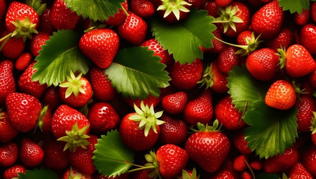 Background of red strawberries. Vegan food, fruit. High quality photo