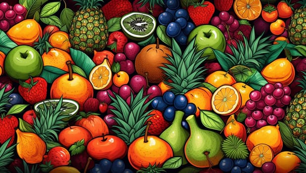 Background of fruits. Lots of ripe fruit. High quality illustration