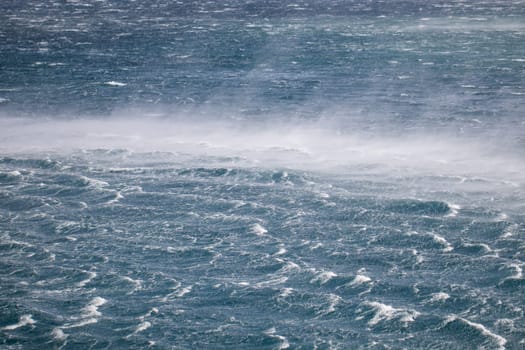 View to a strong stormy sea during strong wind, nature concept