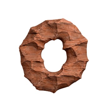 Desert sandstone letter O - Capital 3d red rock font isolated on white background. This alphabet is perfect for creative illustrations related but not limited to Arizona, geology, desert...