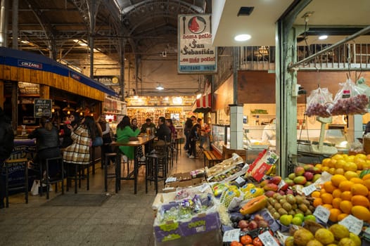 Buenos Aires, Argentina : 2023 May 29 : People eating at the San Telmo Market in Buenos Aires, the capital of Argentina in 2023.