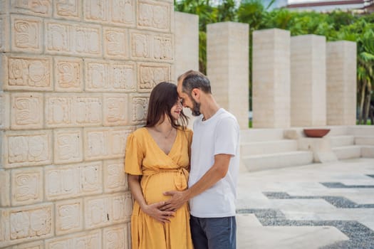 A loving couple in their 40s cherishing the miracle of childbirth in Mexico, embracing the journey of parenthood with joy and anticipation.