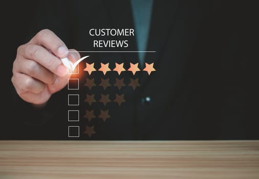 Customer Satisfaction Survey concept, service experience rating online application, customer evaluation product service quality, satisfaction feedback review, very good quality most.