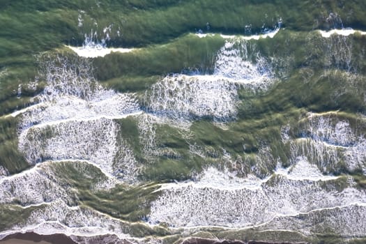 Aerial photographic documentation of the sea on a stormy day 