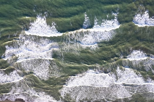 Aerial photographic documentation of the sea on a stormy day 