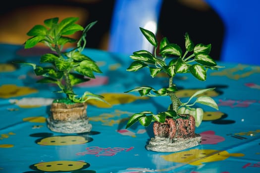 Plastic tree in vase Placed on the table