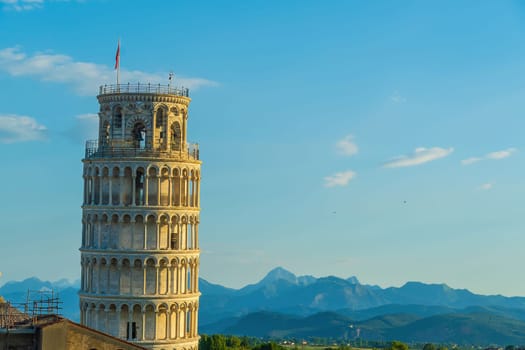 The famous Leaning Tower in Pisa, Italy with beautiful sunrise