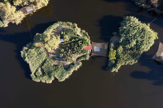 Aerial photographic documentation of the details of Lake Massaciuccoli Lucca Tuscany Italy 