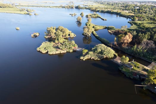 Aerial photographic documentation of the details of Lake Massaciuccoli Lucca Tuscany Italy 