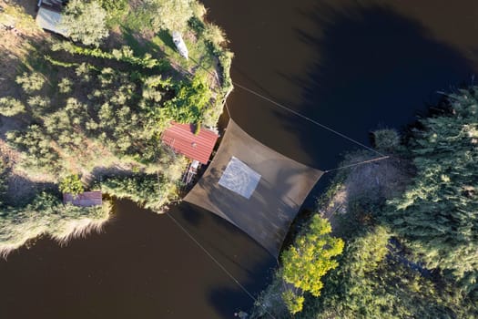 Aerial photographic documentation of the details of Lake Massaciuccoli Lucca Tuscany Italy 