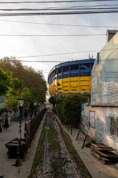 Buenos Aires, Argentina : 2023 May 29 : Boca Juniors Stadium in the Barrio de La Boca, Caminito Tourist Zone in Buenos Aires Capital of the Argentine Republic in 2023.