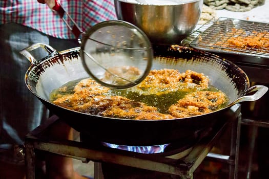 thai food khanom kong is a kind of local dessert in Thailand