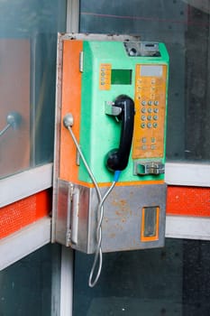 Old public phone is not in use.