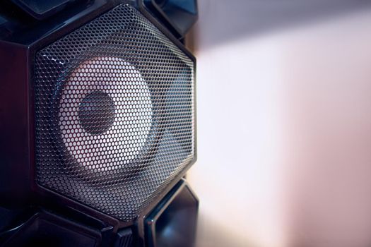 Multimedia speaker system speaker close-up on a background.