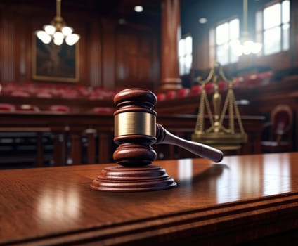 The judge's gavel on a wooden table