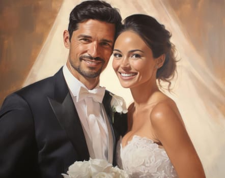 Portrait of a young couple bride and groom