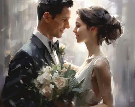 Portrait of a young couple bride and groom