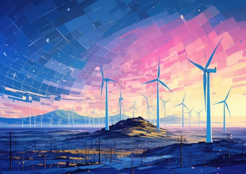 Illustration of windmills to generate electricity