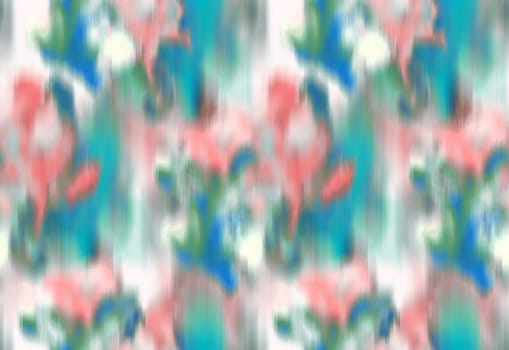 Abstract blurred floral seamless pattern. Bleeding meadow spring flowers. Watercolor paints texture. Trendy botanical design.