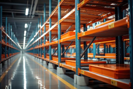 Empty Storage Racks in mega store. High quality photo