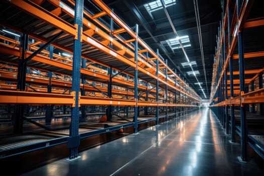 Empty Storage Racks in mega store. High quality photo