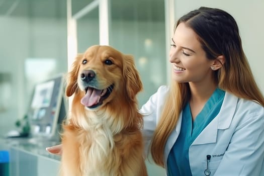 Your veterinarian examines your dog at the clinic. High quality photo