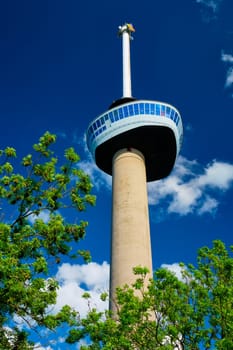 Rotterdam, Netherlands - May 14, 2017: Euromast is 185 m observation tower designed by Hugh Maaskant constructed between 1958 and 1960 and is the highest building of the Netherlands