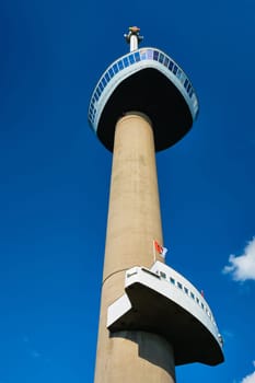 Rotterdam, Netherlands - May 14, 2017: Euromast is 185 m observation tower designed by Hugh Maaskant constructed between 1958 and 1960 and is the highest building of the Netherlands