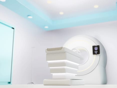 MRI SCANNER 3D- Magnetic resonance imaging  device in Hospital 3D rendering  . Medical Equipment and Health Care