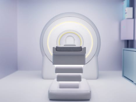 MRI SCANNER 3D- Magnetic resonance imaging  device in Hospital 3D rendering  . Medical Equipment and Health Care