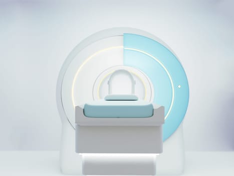 MRI SCANNER 3D- Magnetic resonance imaging  device in Hospital 3D rendering  . Medical Equipment and Health Care