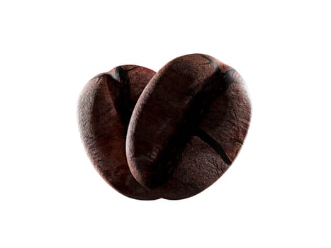 Coffee beans 3D rendering isolated on white background . Clipping path.