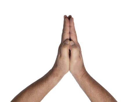 clasped hands of a man on a transparent background