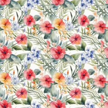 Floral shape watercolor seamless pattern. for wrappers.