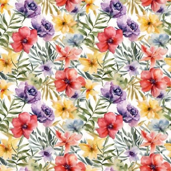 Floral shape watercolor seamless pattern. for wrappers.