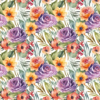 Floral shape watercolor seamless pattern. for wrappers.