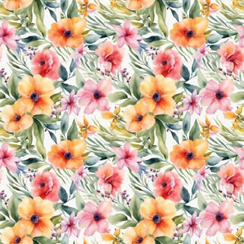 Floral shape watercolor seamless pattern. for wrappers.