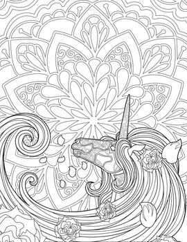 Unicorn Looking Back On A Flower Background With Flowers Over Mane.