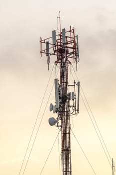 Panel Antenna installed on steel posts On high-rise buildings in the city