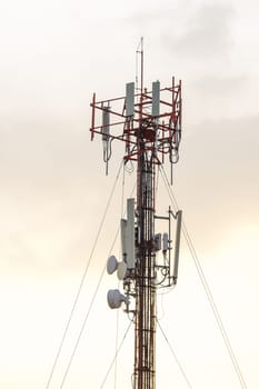 Panel Antenna installed on steel posts On high-rise buildings in the city